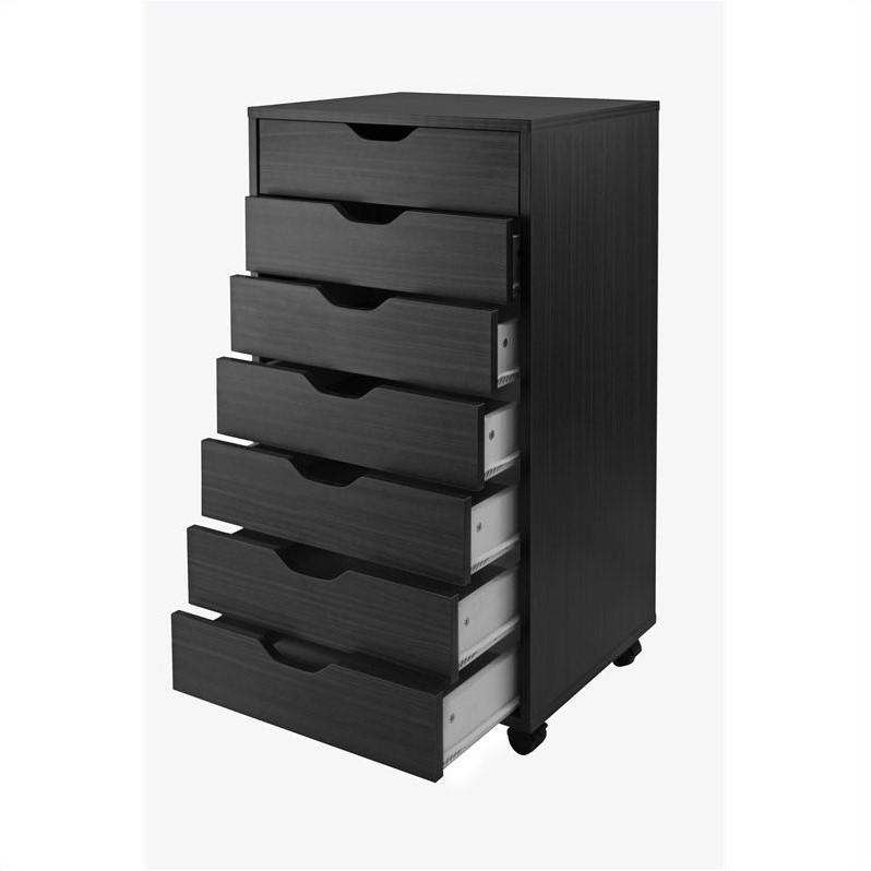 Home Square 2 Piece Composite Wood Halifax Cabinet Set with 7 Drawer in Black