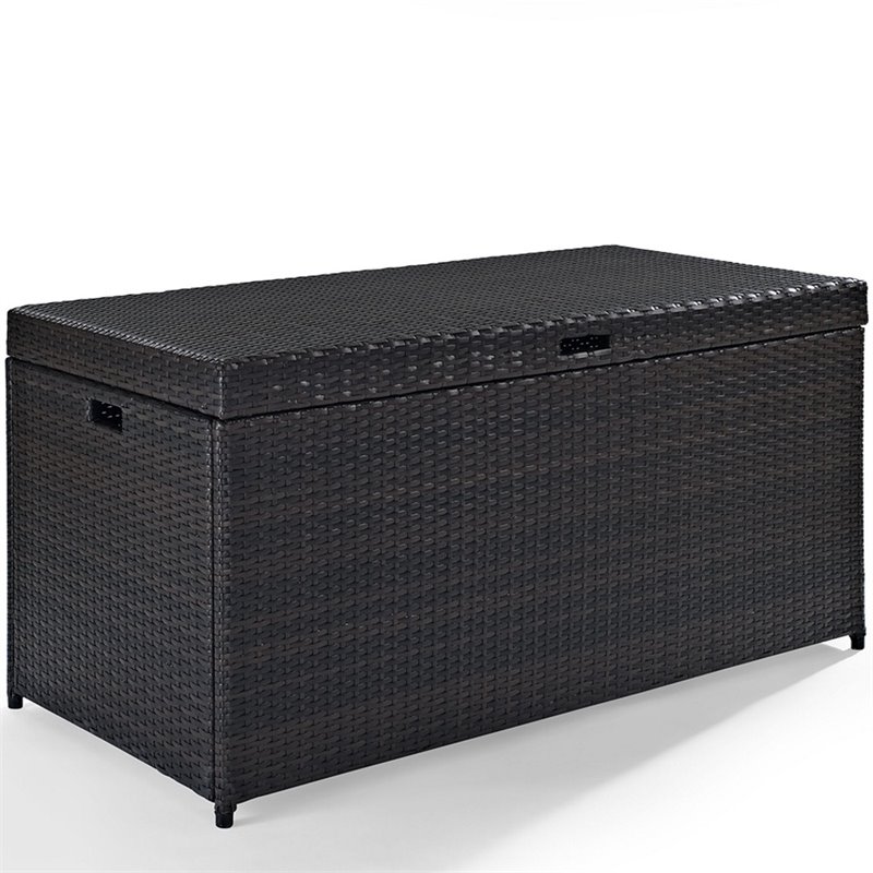 Home Square 2 Piece UV-resistant Resin Wicker Patio Deck Box Set in Brown
