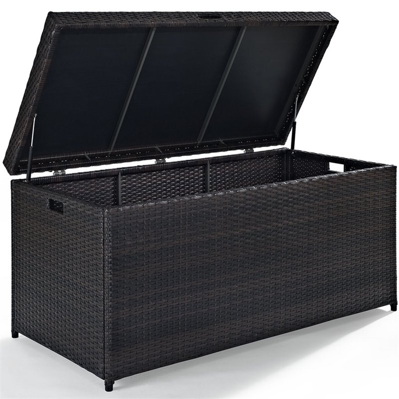 Home Square 2 Piece UV-resistant Resin Wicker Patio Deck Box Set in Brown