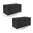 Home Square 2 Piece UV-resistant Resin Wicker Patio Deck Box Set in Brown