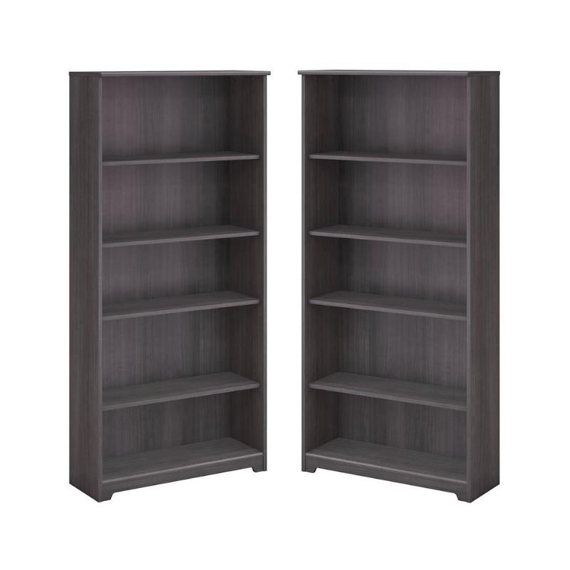 Home Square 2 Piece Engineered Wood Tall Bookcase Set in Heather Gray