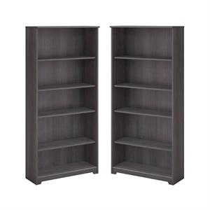 home square 2 piece engineered wood tall bookcase set in heather gray
