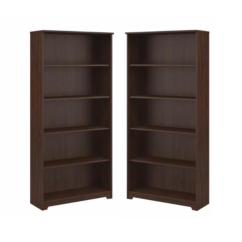 Home Square 2 Piece Engineered Wood Tall Bookcase Set in Modern Walnut