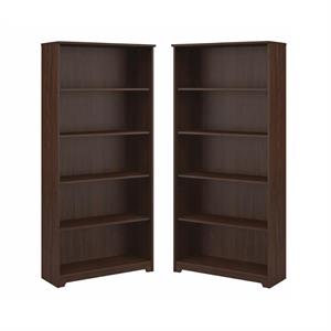 home square 2 piece engineered wood tall bookcase set in modern walnut
