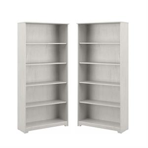 Home Square 2 Piece Engineered Wood Tall Bookcase Set in Linen White Oak