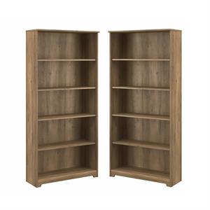 home square 2 piece engineered wood tall bookcase set in reclaimed pine