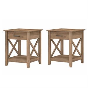 Home Square 2 Piece Engineered Wood End Table Set with Storage in Reclaimed Pine