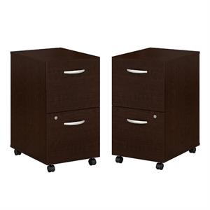 home square 2 piece engineered wood mobile filing cabinet set in mocha cherry