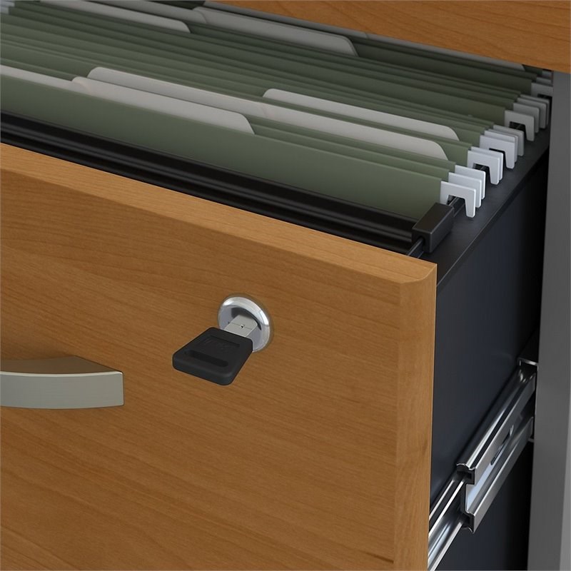 Home Square 2 Piece Engineered Wood Mobile Filing Cabinet Set in Natural Cherry