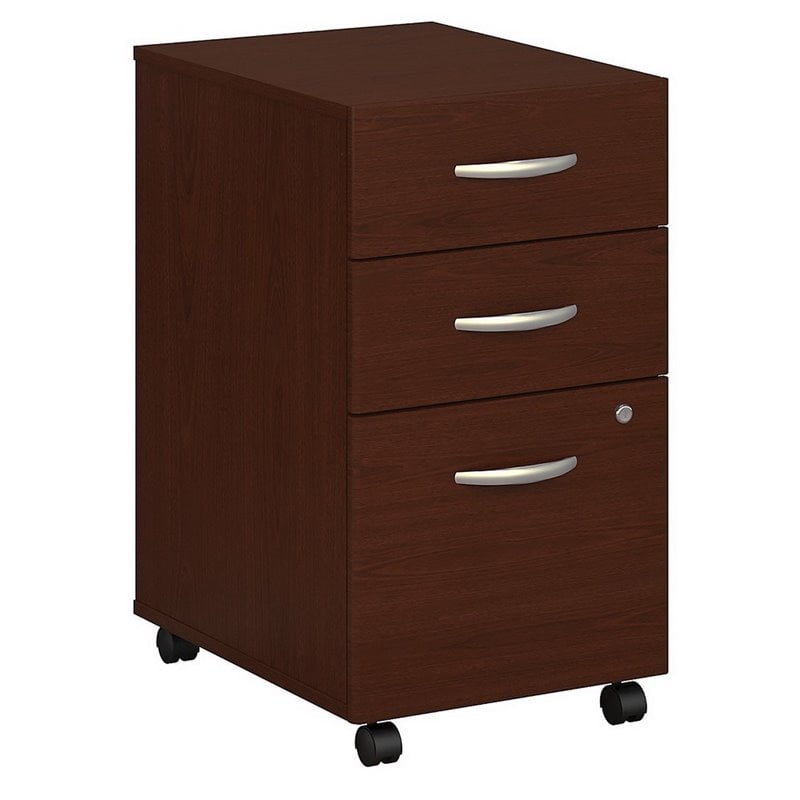 Home Square 2 Piece Wood Mobile Filing Cabinet Set with 3 Drawer in Mahogany