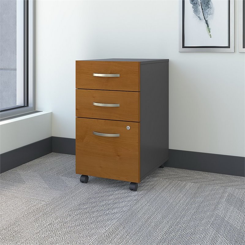 Home Square 2 Piece Mobile Filing Cabinet Set with 3 Drawer in Natural Cherry