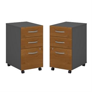 home square 2 piece mobile filing cabinet set with 3 drawer in natural cherry