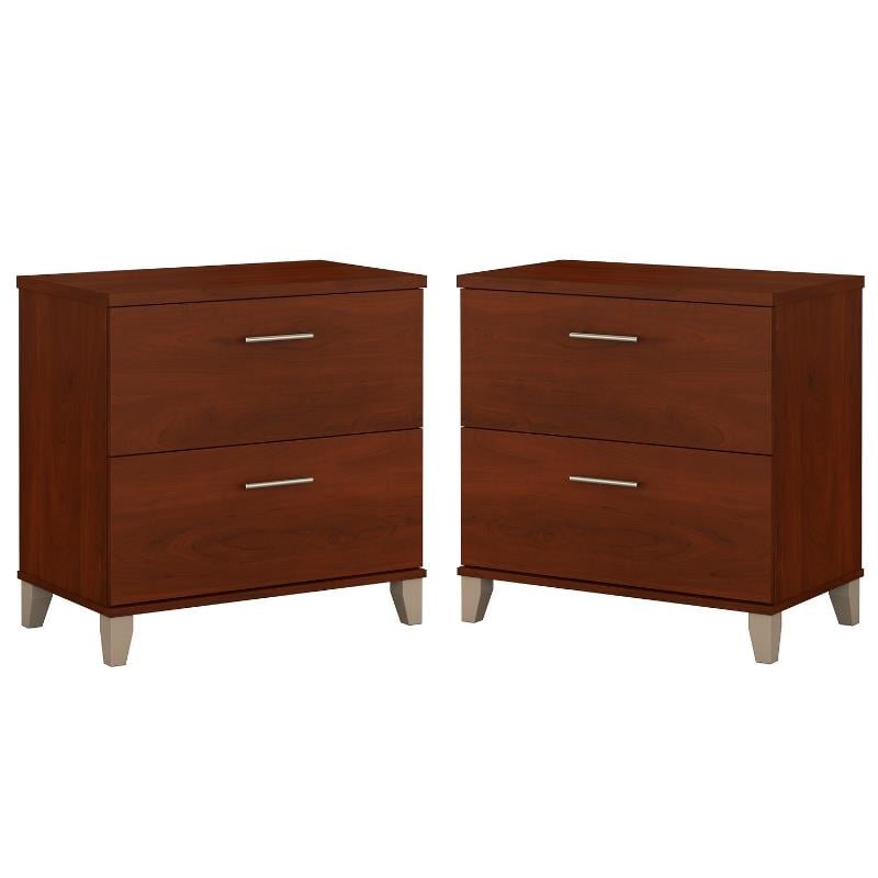 Home Square 2 Piece Wood Lateral Filing Cabinet Set in Hansen Cherry