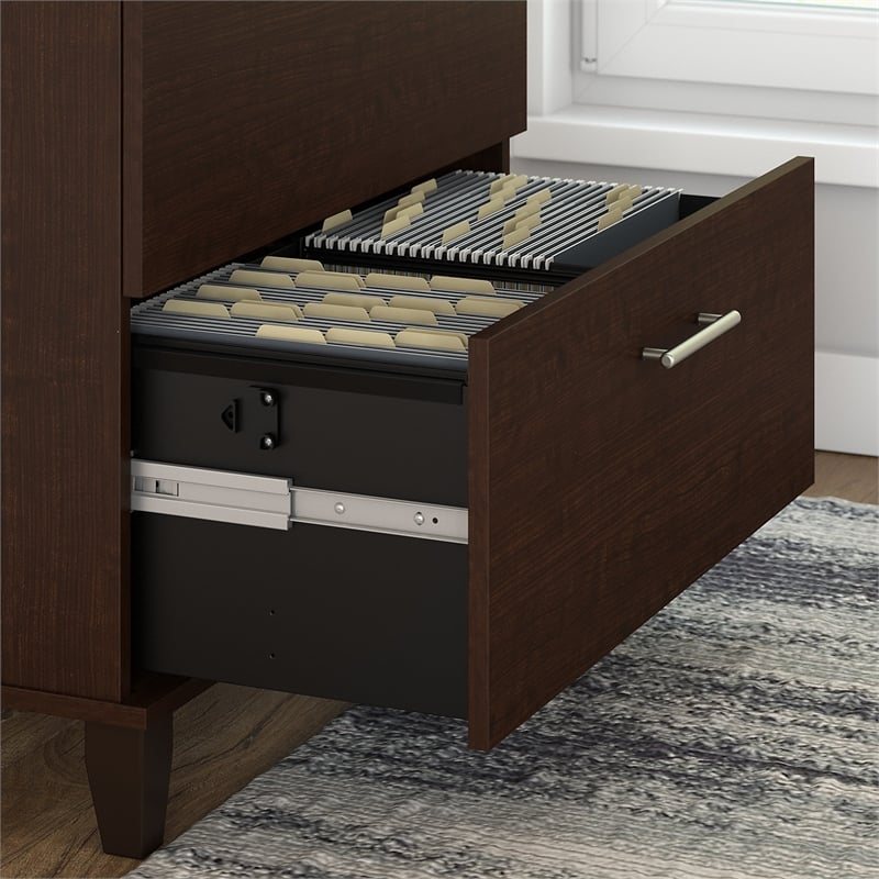 Home Square 2 Piece Wood Lateral Filing Cabinet Set in Mocha Cherry