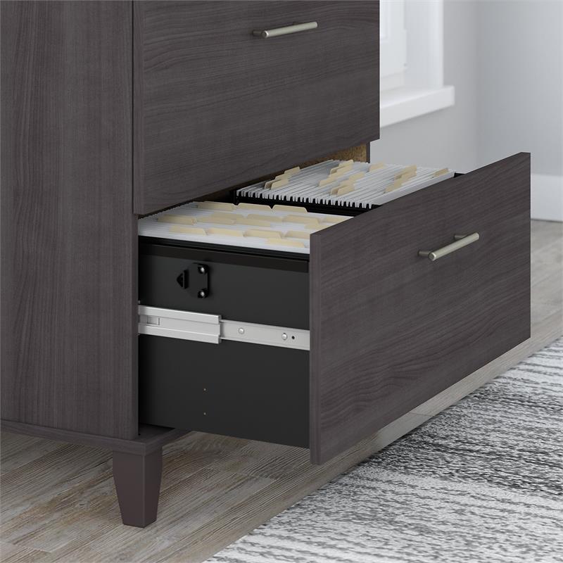 Home Square 2 Piece Wood Lateral Filing Cabinet Set in Storm Gray
