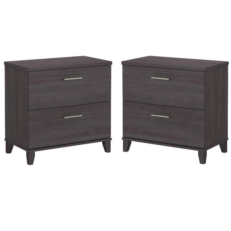 Home Square 2 Piece Wood Lateral Filing Cabinet Set in Storm Gray