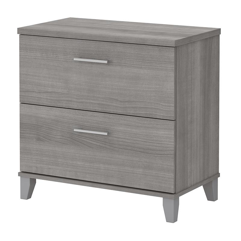 Home Square 2 Piece Wood Lateral Filing Cabinet Set in Platinum Gray