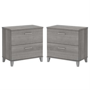 Home Square 2 Piece Wood Lateral Filing Cabinet Set in Platinum Gray