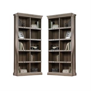 home square 2 piece engineered wood tall 10-cubby bookcase set in salt oak