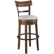 Home Square 2 Piece Swivel Wood Bar Stool Set with Fabric Seat in Brown