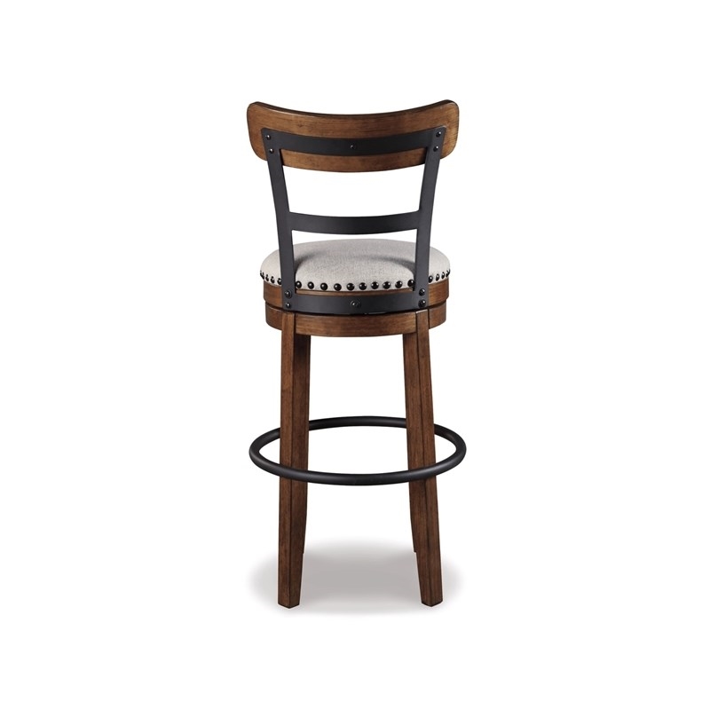 Home Square 2 Piece Swivel Wood Bar Stool Set with Fabric Seat in Brown