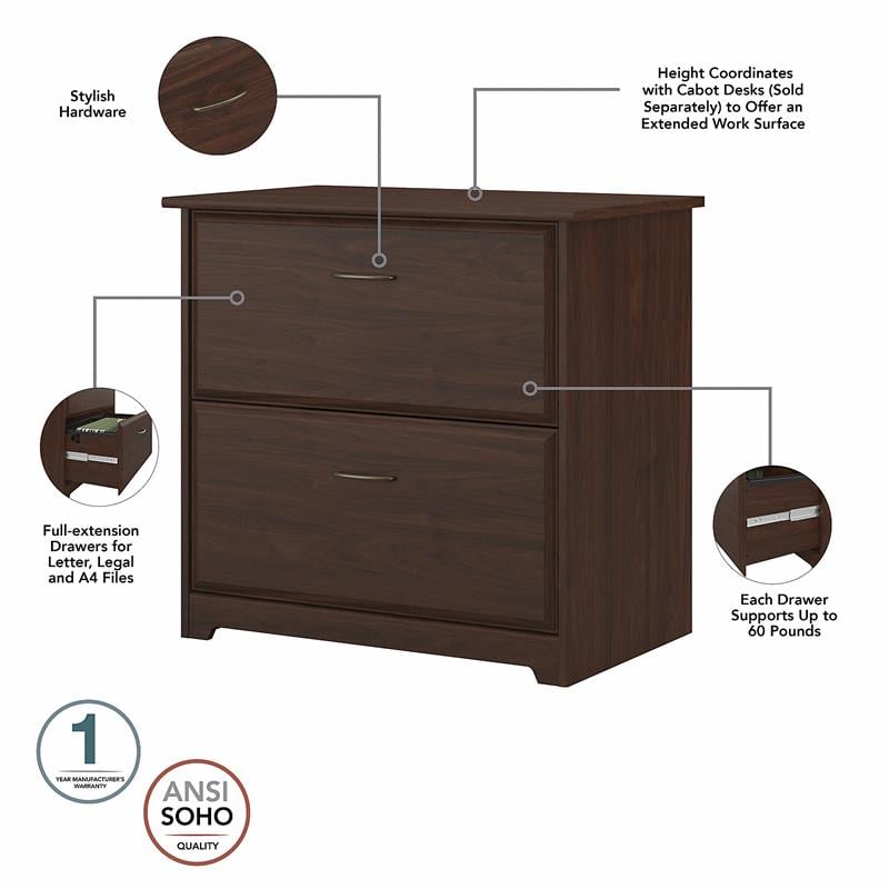 Home Square 2 Piece Engineered Wood Filing Cabinet Set in Modern Walnut