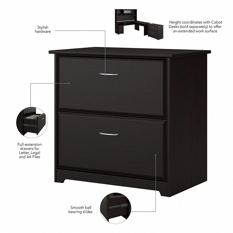 Home Square 2 Piece Engineered Wood Filing Cabinet Set in Espresso Oak