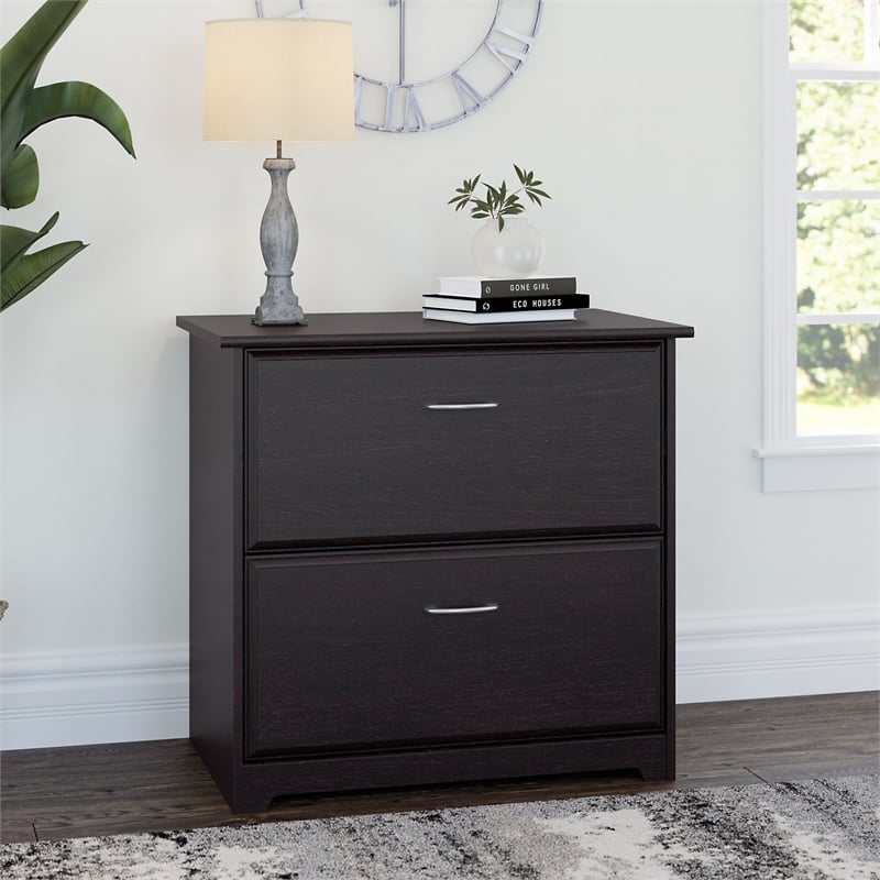 Home Square 2 Piece Engineered Wood Filing Cabinet Set in Espresso Oak