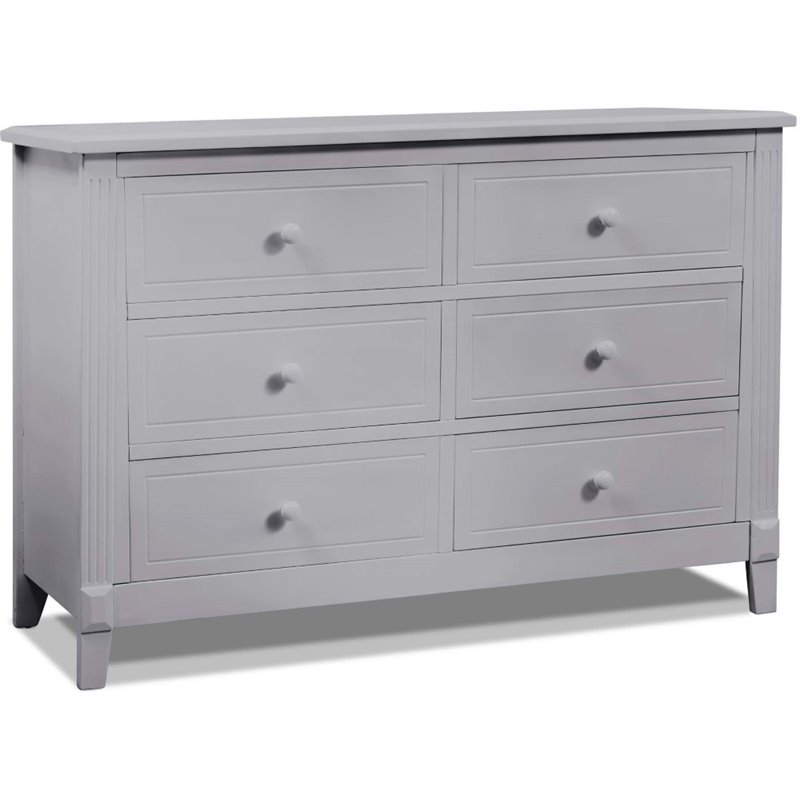Baby Crib and 6 Drawer Double Dresser Set in Gray
