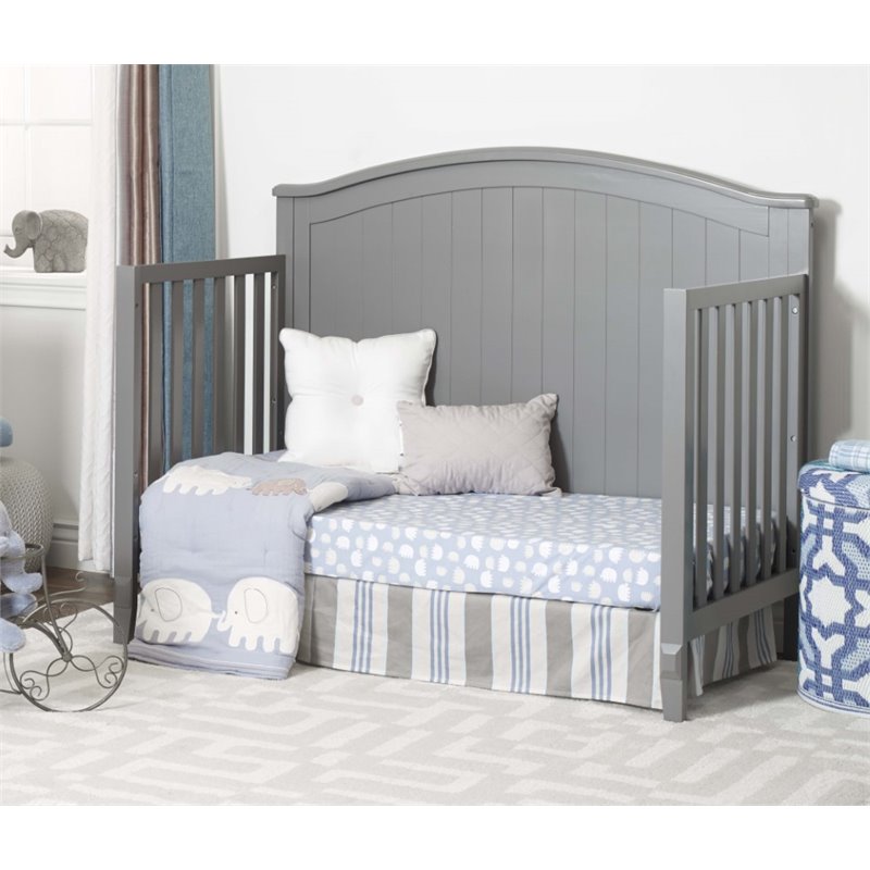 Baby Crib and 6 Drawer Double Dresser Set in Gray