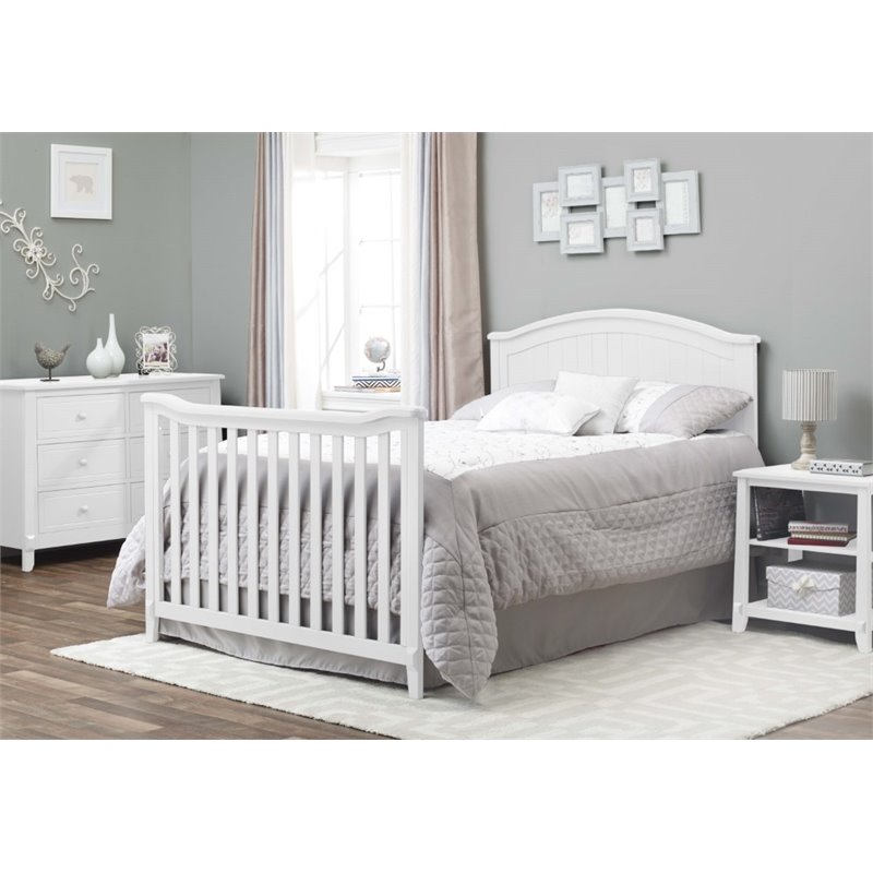Baby Crib and 4 Drawer Dresser Chest Set in Pure White