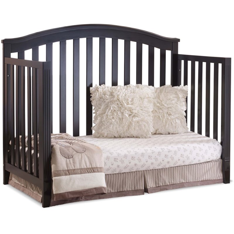 Baby Crib 4 Drawer Chest and Double Dresser Set in Espresso