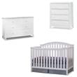 Baby Crib 4 Drawer Chest and Double Dresser Set in White