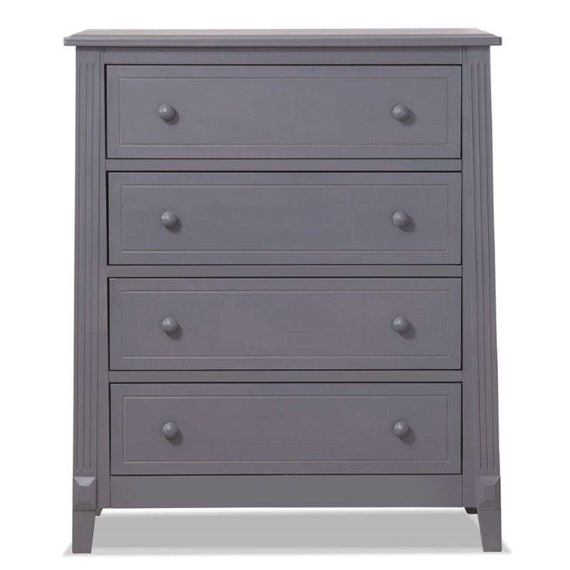 Baby Crib 4 Drawer Chest and Double Dresser Set in Gray