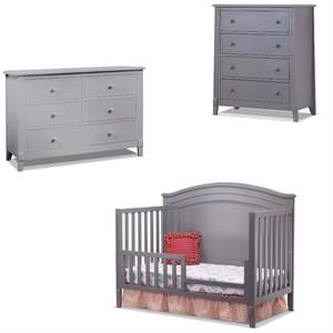 baby crib with 4 drawer chest and double dresser set in gray