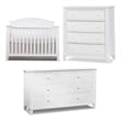 Baby Crib with 4 Drawer Chest and Double Dresser Set in White