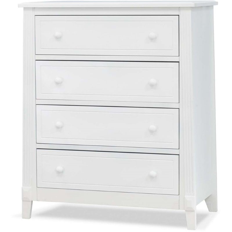 Baby Crib with 4 Drawer Chest and Double Dresser Set in White