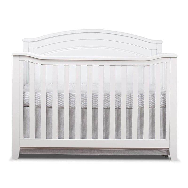 Baby Crib with 4 Drawer Chest and Double Dresser Set in White