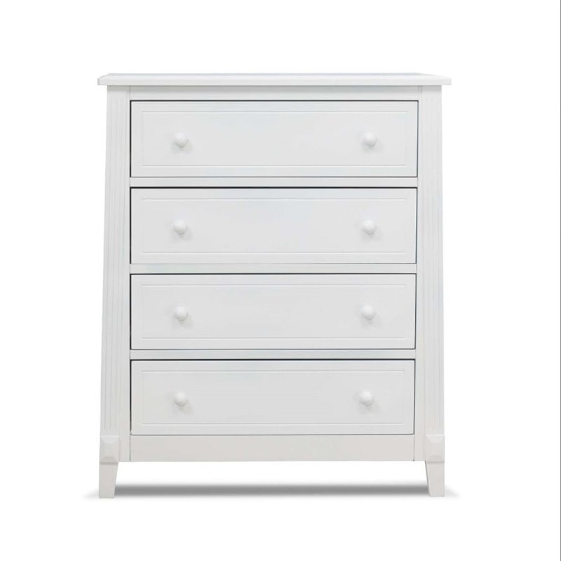 Baby Crib with 4 Drawer Chest and Double Dresser Set in White