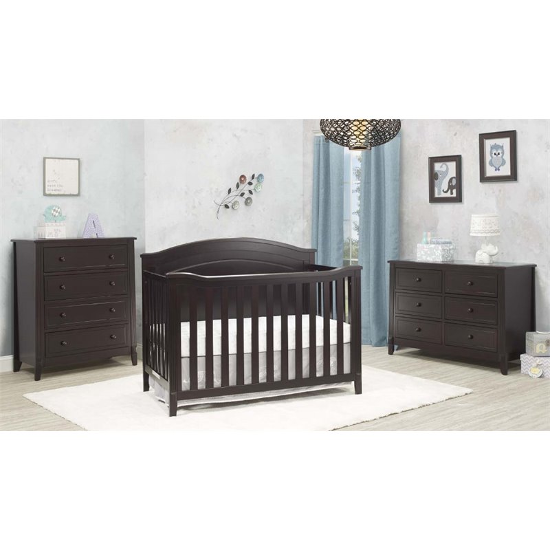 Baby Crib and Changing Table 2 Piece Set in Espresso