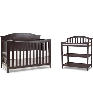 baby crib and changing table 2 piece set in espresso