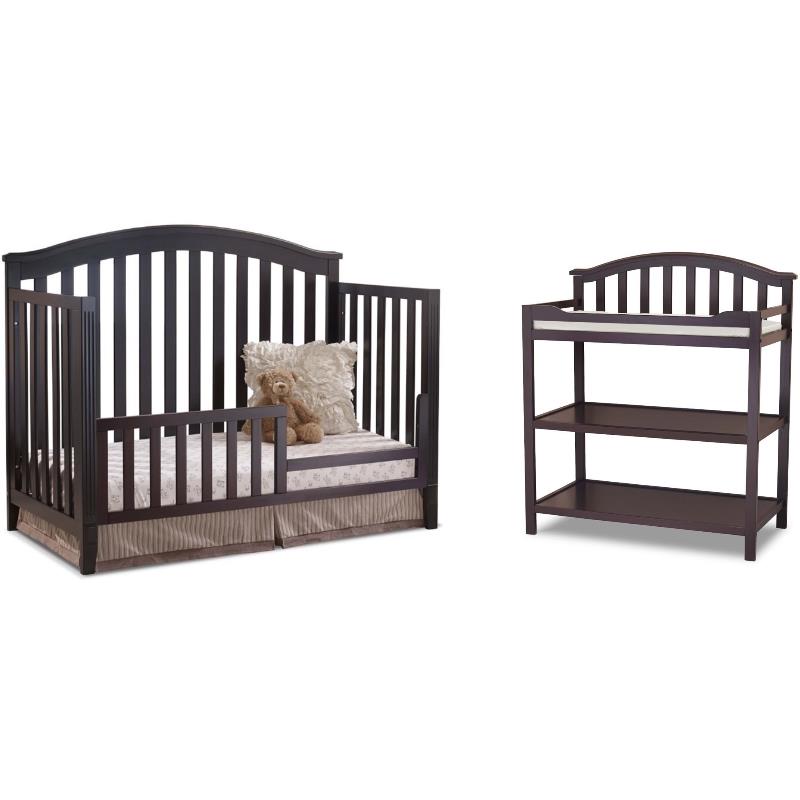 Baby Crib and Changing Table 2 Piece Set in Espresso