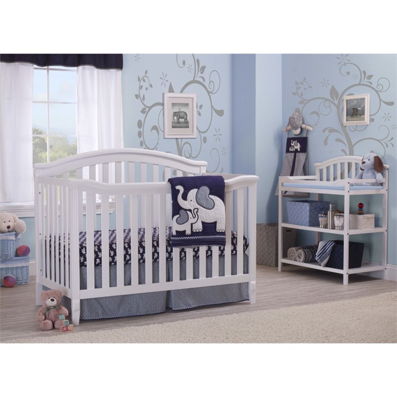 Baby Crib and Changing Table 2 Piece Set in White
