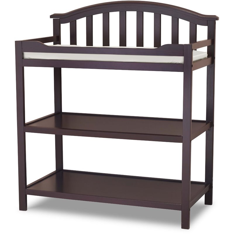 Baby Crib with Changing Table and 4 Drawer Dresser Set in Espresso