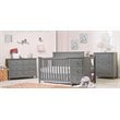 Baby Crib with Changing Table and 6 Drawer Double Dresser Set in Weathered Gray