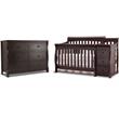 Baby Crib with Changing Table and 6 Drawer Double Dresser Set in Espresso