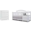 Baby Crib with Changing Table and Dresser Chest 2 Piece Set in White