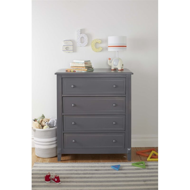 Baby Crib with Changing Table and Dresser Chest 2 Piece Set in Gray