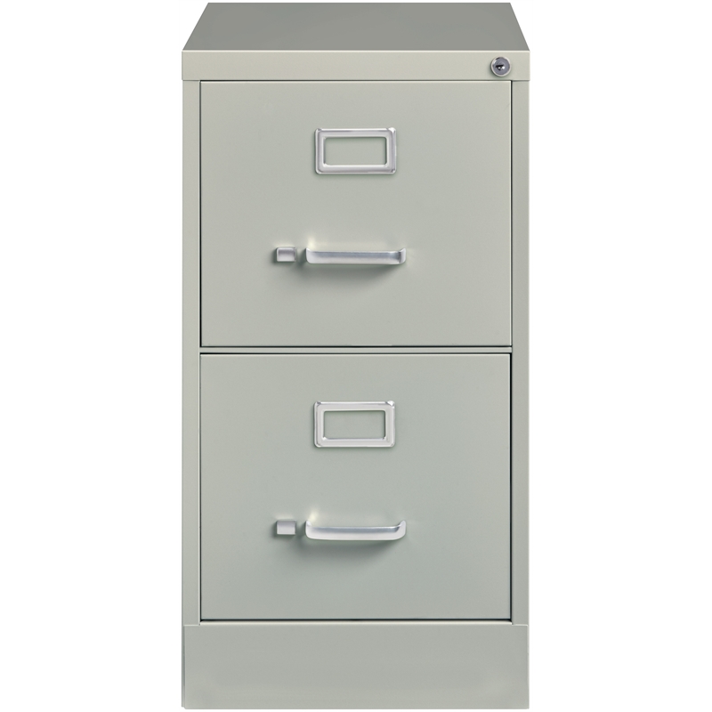 Home Square 2 Piece Deep Metal Vertical Filing Cabinet Set in Light Gray
