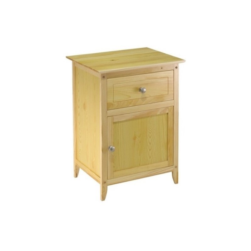 Home Square 2 Piece Wood Night Stand Set with Cabinet and Drawer in Natural